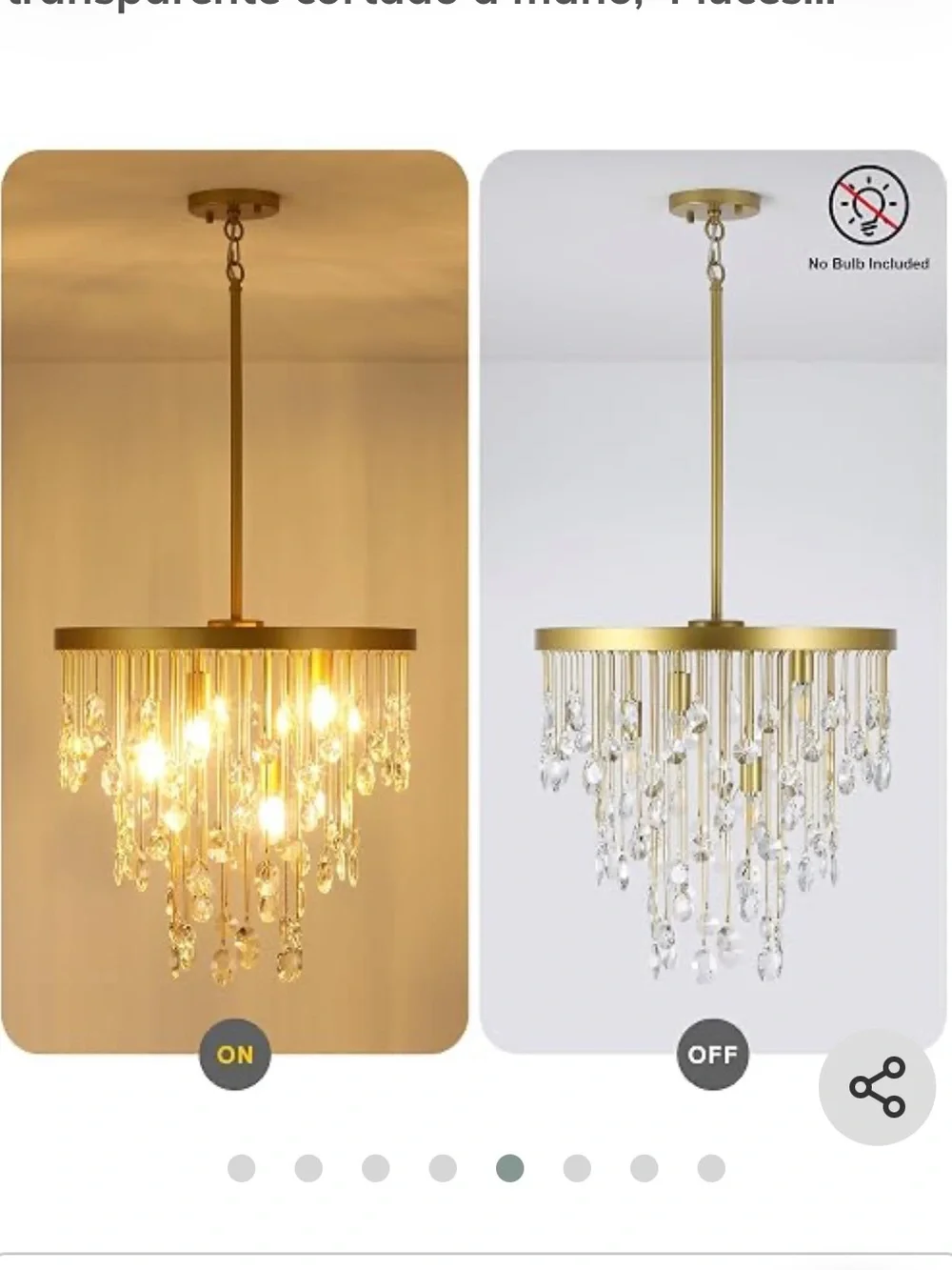 NIB CNRATYE Clear Hand Cut Crystal Round Chandelier Light 4-Light Modern Gold